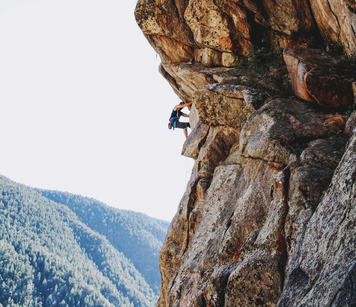 Rock climbing at A-Lodge in Boulder, Colorado